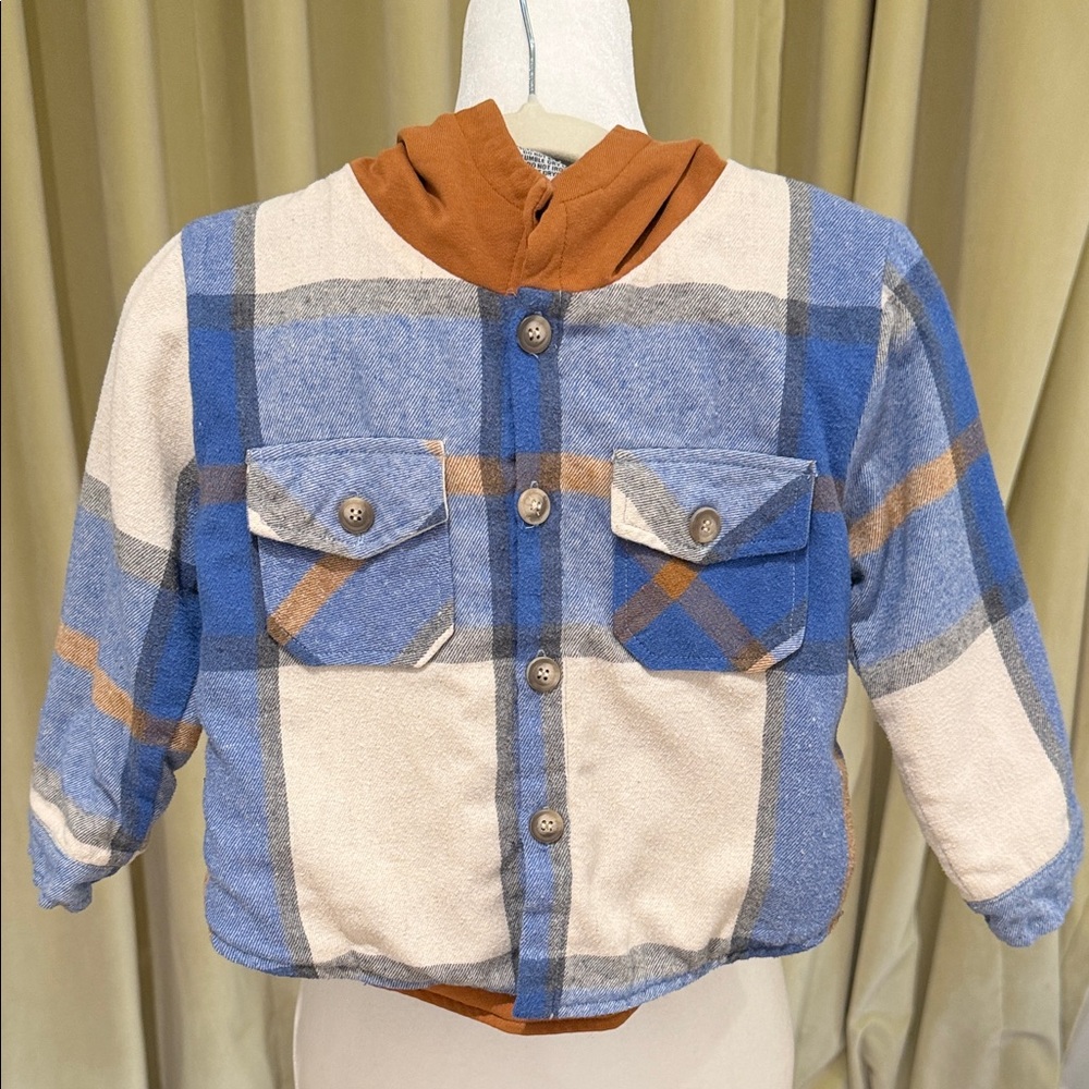 Olive + Scout - Boys Plaid Hooded Timber Jacket Sweatshirt - Size: 3T